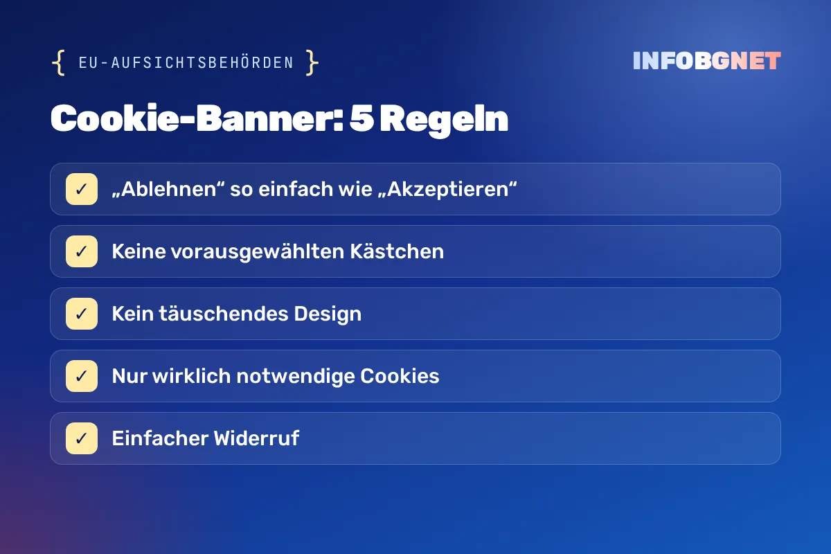 Cookie-Banner – 5 Regeln der EU-Aufsichtsbehörden