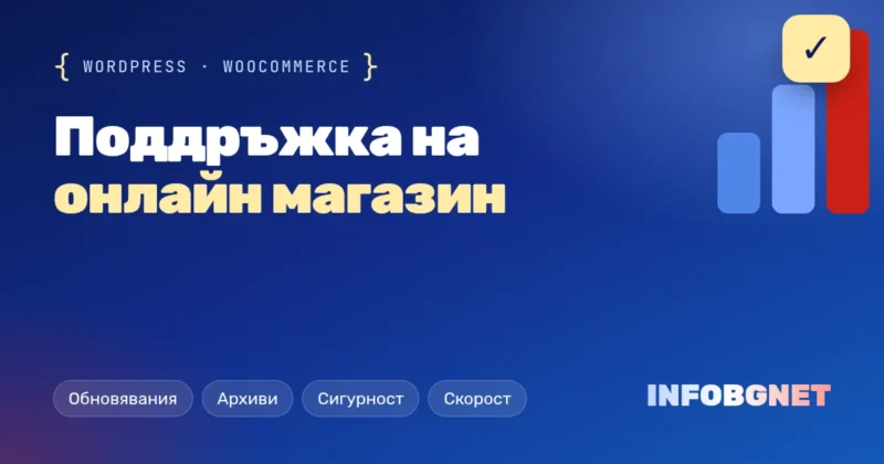 Поддръжка на онлайн магазин WooCommerce – обновявания, архиви, сигурност и скорост